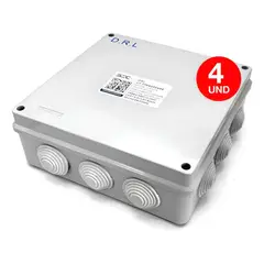 DRL - Pack 4 Caja Estanca Derivación Ip40 200x200x80mm Conos Sec Gris