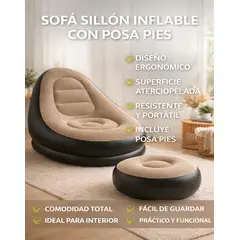 MOVI - Sofá Sillón Inflable con Posa Pies