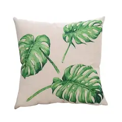 GENERICO - Pack 3 Fundas de Cojín 45x45 cm Hojas Tropicales Monstera Clásica