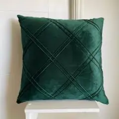 TODOHOGAR SANTIAGO DE CHILE - Set de 2 cojines de terciopelo doble pliegue - VERDE ESMERALDA