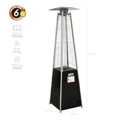 B FRESH - Estufa De Patio Tipo Pirámide A Gas 14kw Negro Bfresh