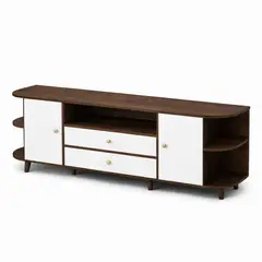 ACTUAL - Mueble de Tv Rack Moderno 140x30x55 Estilo Escandinavo con Cajones Puerta Estantes Abiertos