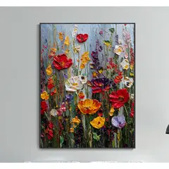 GENERICO - Cuadro “Silvestre Jardín Colorido” Paisaje Floral Estilo Decoración Living