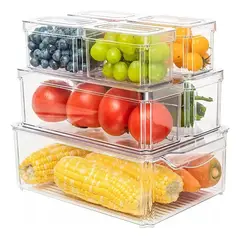 GENERICO - Organizador Refrigerador Cocina 7 Contenedores Con Tapa Transparente