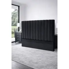 GENERICO - Respaldo de Cama 2 Plazas Tapizado en Felpa Premium Color Negro
