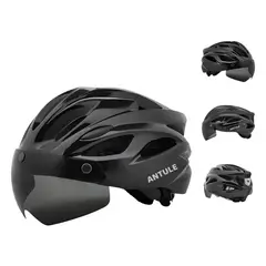 LUBABYCAS - Casco Bicicleta Adulto Con Visera Magnética Negro RS Antule