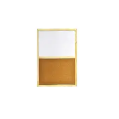 GENERICO - Pizarra Blanca Mixto Con Corcho Borde De Madera 40X50 cm