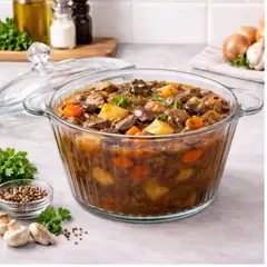 GENERICO - Olla DE Vidrio / Cazo De Vidrio Con Tapa 1.8 Litros