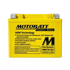GENERICO - Bateria de Moto Motobatt MBTX12U 12V 14Ah 210 CCA AGM