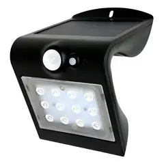 DRL LIGHTING - Foco Aplique Solar Muro Exterior 15w 220lm Ip65 Cálida 8h Negro