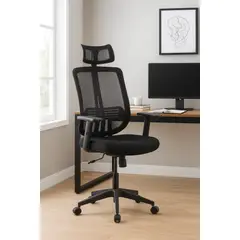 COSAS CASA - Silla de Oficina para Escritorio con Apoyacabeza Brazo Regulable Negra