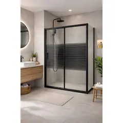 GENERICO - Mampara Ducha Corredera Vidrio 5mm Alum Negro 120-140cm×180cm