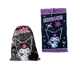 GENERICO - Bolsa De Genero Para Niños Párvulo + Toalla De Mano Algodón Negro-Violeta
