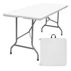 GENERICO - Mesa Plegable Blanca Transportable Lavable Camping 120x60 Blanco