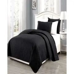 GENERICO - CUBRECAMA ELEGANTE QUILT VERANO KING - SUPER KING 250 CM X 270 CM NEGRO_.