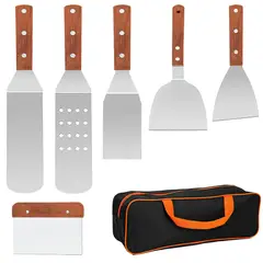 BLUEDREAMER - Juego de bandeja y espátula para hornear de acero inoxidable accesorios para barbacoa duraderos