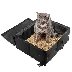 AIZO - Arenero Plegable, Fácil de Limpiar, para Auto, Hotel y Camping con Gato
