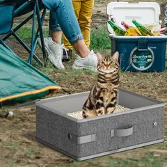 AIZO - Solución de Viaje para Gatos Arenero Antifugas Plegable con Pala Incluida