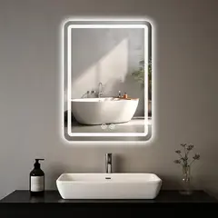 BLUEDREAMER - Espejo Con Luz Led Touch De Lujo Para Tocador O Baño 60x60cm