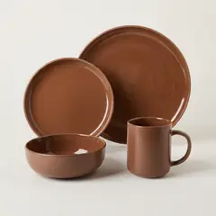 DECO EXPRESS - Juego De Vajilla 16 piezas Loza Cerámica Coffee