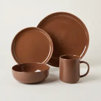 DECO EXPRESS - Juego De Vajilla 16 piezas Loza Cerámica Coffee