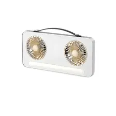 IRM - Verntilador De Escritorio Con Luz Led USB Dos Cabezal Blanco