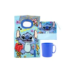 GENERICO - Kit 4 Pzas Párvulo Toalla Vaso Cepillo Y Bolsa Para Niños Celeste