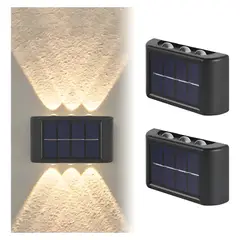 GENERICO - Lámpara Solar Led Exterior Muro Doble 6 Luces Cálida