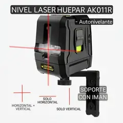 GENERICO - Nivel laser Huepar. 2 Líneas en cruz. Laser rojo, 15 metros. Autonivelante.