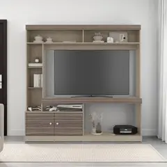 TUHOME - Estante Tv65 2 Puertas Classic Color 1806x180x303 Cm Avellana Y Cartagena