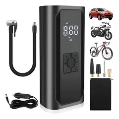 GENERICO - Compresor Digital De Aire Inflador De Neumaticos Portatil Negro Monofásica