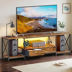 YOMYM - Mueble de TV 160×38×55 cm Con dos cajones estilo minimalista Marrón