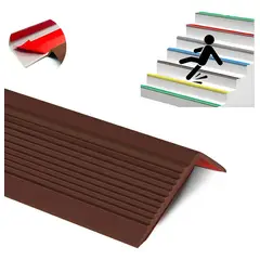 KUANGYE - Grada Goma Estriada Protector De Borde Escalera 3m Marrón Marrón