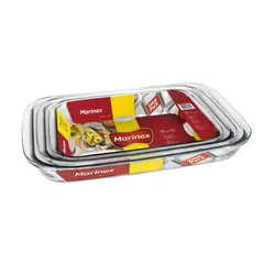 MARINEX - Set 3 Asaderas Rectangulares Marca Aptas Para Horno