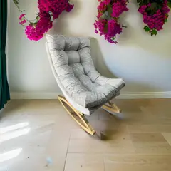 MUEBLES NEW - SILLA MECEDORA COQUETTE BEIGE FELPA