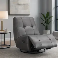 MSA MUEBLES SANTA ANA - Bergere Reclinable Giratorio Mecedora Aries Smoke Grey
