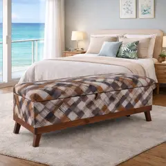 GENERICO - Banqueta con Baúl Incy Rombo Café 120x50x40 cm Máxima Design