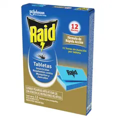 RAID - 12 Tabletas Contra Zancudos Y Mosquitos Máxima Duración