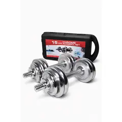 GENERICO - Set de Mancuernas Cromadas Ajustables 15 kg con Maleta