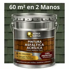 WORLD ACRYLIC - PINTURA - SELLO - IMPERMEABIZANTE - TEJAS ASFALTICA - TINETA 4G VERDE MUSGO