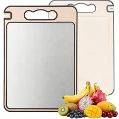 GENERICO - Tabla De Cortar De Acero Inoxidable De Doble Cara