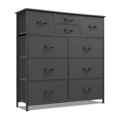 YOMYM - Armario de Almacenamiento con 10 Cajones Relieve negro 99×30×100cm