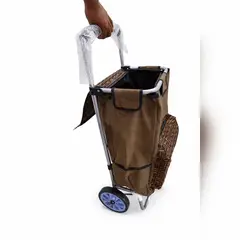 GENERICO - Carrito de Feria café Reforzado Multiuso - Plegable con Bolsa de 57cm