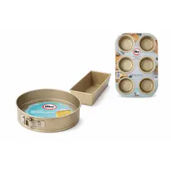 ILKO - Pack 3 Moldes Non Stick Gold Repostería