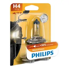 PHILIPS - Ampolleta Halogena Motovision H4 Amarilla 12V 6055W para Moto