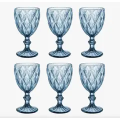 GENERICO - Juego 6 Copas De Cristal Labrado Vintage Vidrio Color 240ml