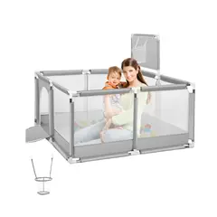 GENERICO - Corralito Para Bebe Corral De Seguridad Plegable Gimnasio Gris Osos