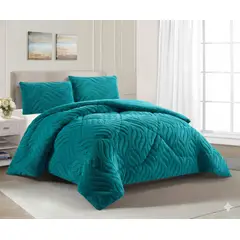 GENERICO - COBERTOR DE INVIERNO KING CON CHIPORRO DISEÑO TEXTURIZADO RELIEVE HOJAS UNICOLOR TFI