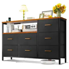 YOMYM - Armario de Almacenamiento Con siete cajones 132×30×90cm Negro