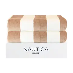 NAUTICA - 2 Toallas de Playa Home 100% algodón 163x81cm CABANA beige
